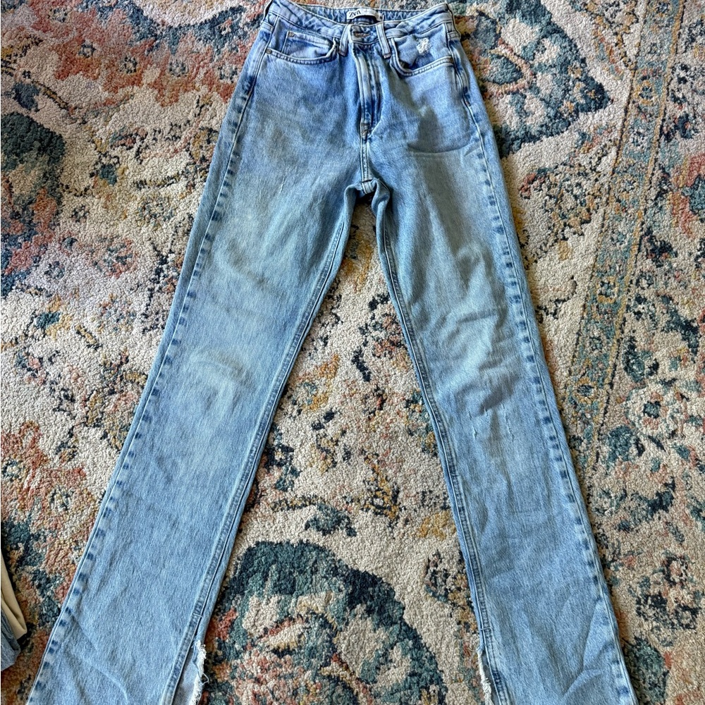 Zara Light Blue Straight Leg Jeans